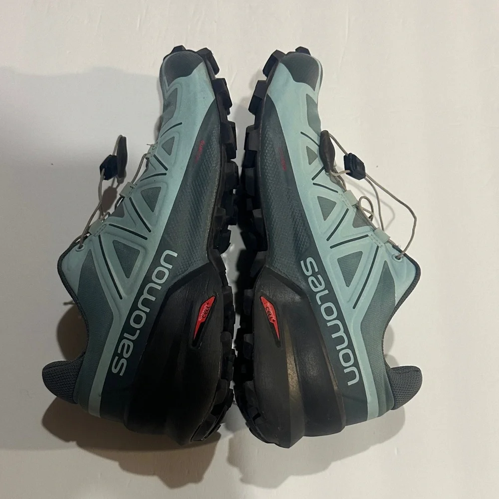 Salomon Speed Cross 5 hiking Shoes Green mint & Black bungee laces ortholite - Picture 3 of 8